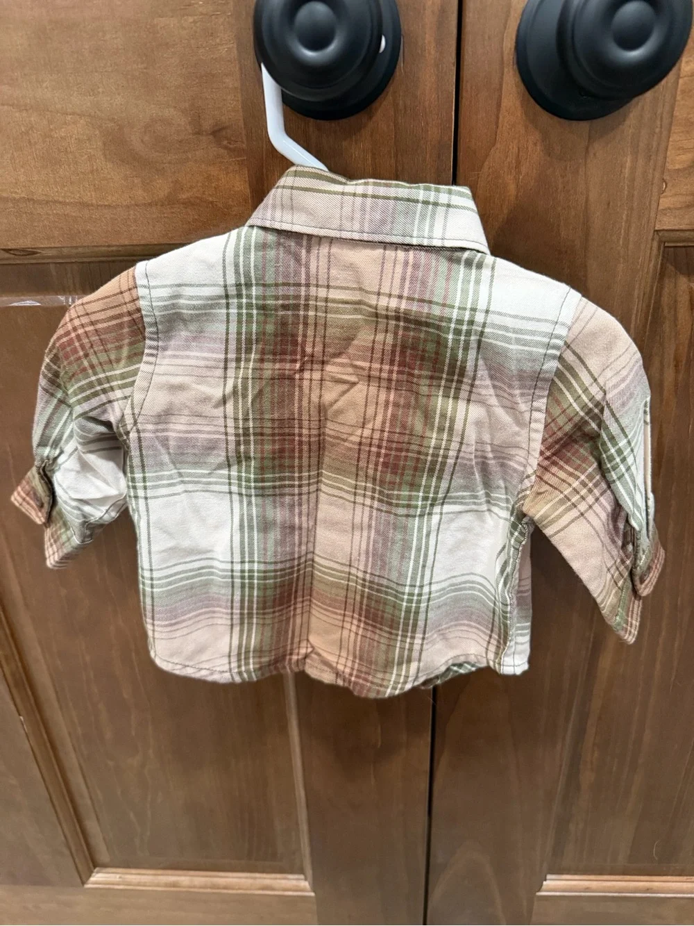 The Children's Place Boys Long Sleeve Plaid Button Up Shirt, Green & Brown, 0-3m